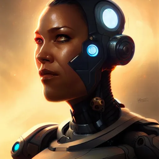 Image similar to cyborg, female, science fiction, portrait, highly detailed, digital painting, trending on artstation, concept art, sharp focus, illustration, art by artgerm and greg rutkowski and magali villeneuve and terada katsuya