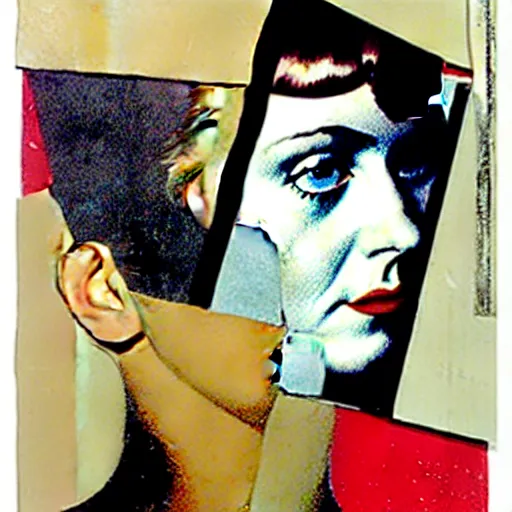 Prompt: a paper collage of a female, frontal portrait, kurt schwitters, richard hamilton, joe webb, chambliss giobbi, lynn skordal, derek gores, barbara kruger, jacques villegle.