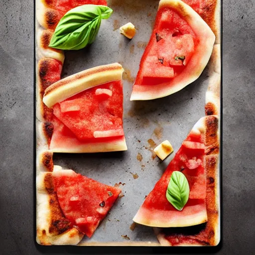 Image similar to italian pizza with watermelon, hyper realistic, 4 k, hyper detail, style by steve mccury and annie leibovitz and chindy sherman