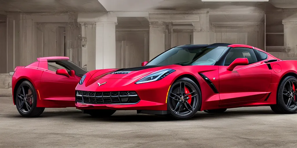 Prompt: chevrolet corvette stingray coupe z 5 1 2 lt, in red and white