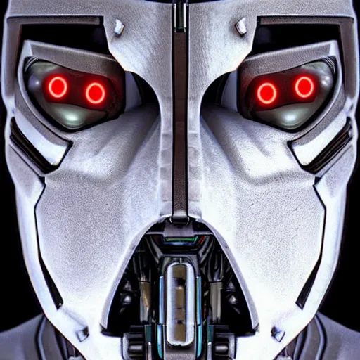 Image similar to photo realistic!! cyborg balaclava designs, very symmetrical, mecha inspired, unreal engine