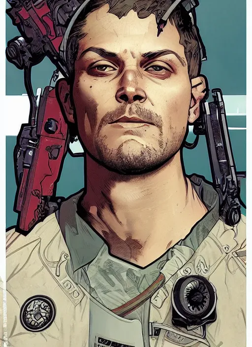 Prompt: cyberpunk lifeguard. portrait by ashley wood and alphonse mucha and laurie greasley and josan gonzalez and james gurney. splinter cell, apex legends, rb 6 s, hl 2, d & d, cyberpunk 2 0 7 7. realistic face. character clothing. vivid color. dystopian setting.