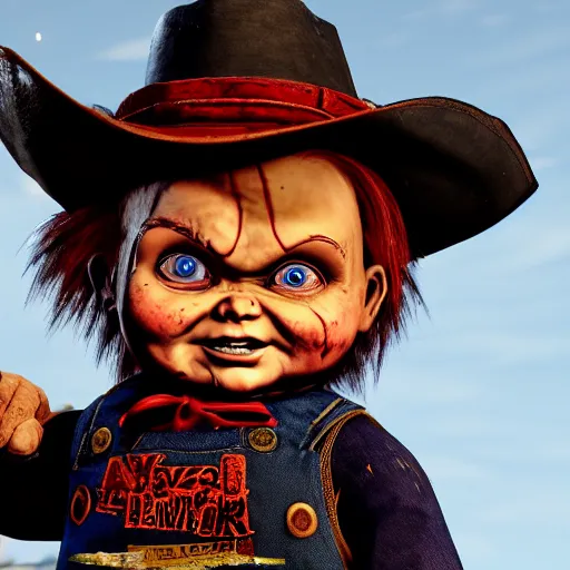 Image similar to Chucky the doll in red dead redemption 2 4K detail