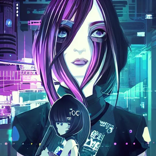 Image similar to Frequency indie album cover, luxury advertisement, white, indigo and teal colors. highly detailed post-cyberpunk sci-fi close-up schoolgirl in asian city in style of cytus and deemo, mysterious vibes, by Ilya Kuvshinov, by Greg Tocchini, nier:automata, set in half-life 2, beautiful with eerie vibes, very inspirational, very stylish, with gradients, surrealistic, postapocalyptic vibes, depth of filed, mist, rich cinematic atmosphere, perfect digital art, mystical journey in strange world, bastion game, arthouse