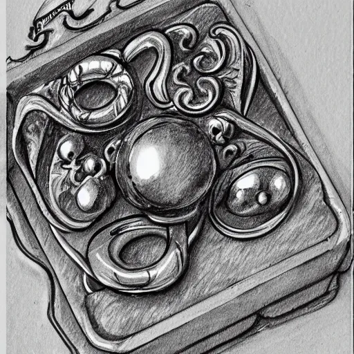 Prompt: artisan sketching of a ring with a cameo ornament, technical, fill page, highly detailed, 8 k