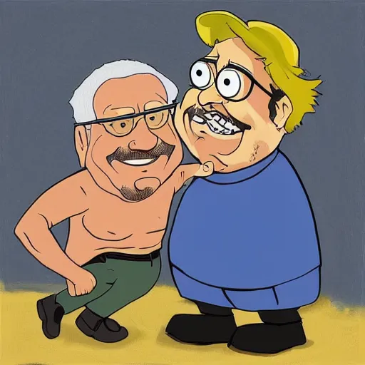 Image similar to artwork of Danny Devito by Justin Roiland