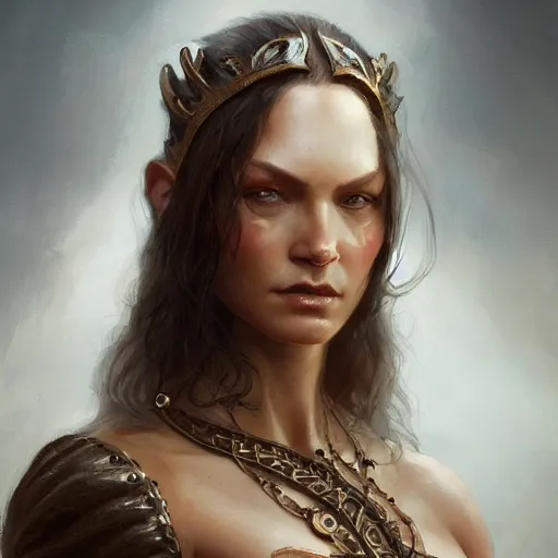 Image similar to portrait of a mink woman, muscular, fantasy, intricate, elegant, highly detailed, digital painting, artstation, concept art, matte, sharp focus, illustration, art by aenaluck and roberto ferri and greg rutkowski, epic fantasy, digital painting