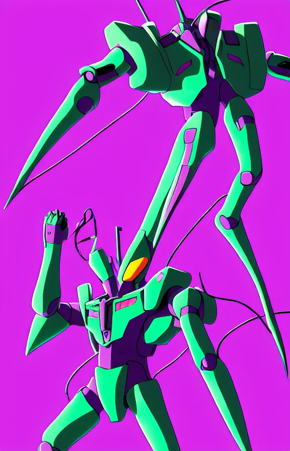 Prompt: EVA Unit 01, high quality 4k anime art of Neon Genesis Evangelion, purple and green giant robot, 3rd Impact digital Art Trending on ArtStation