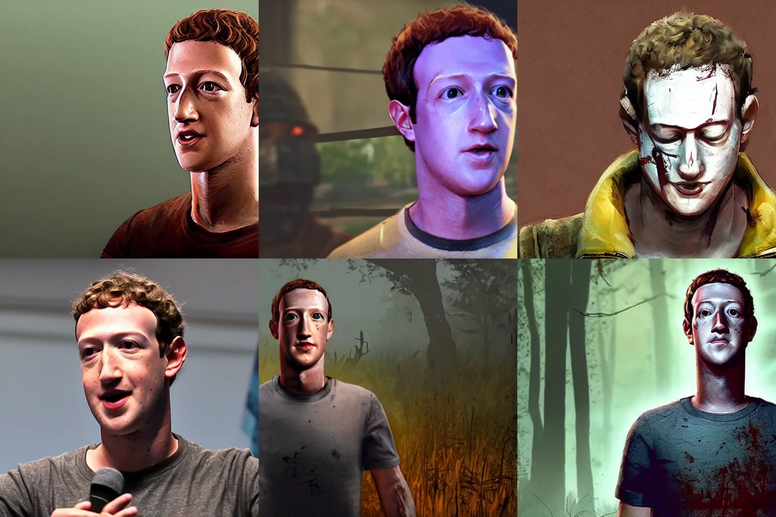 Prompt: Screenshot of Mark Zuckerberg as a survivor in Dead By Daylight