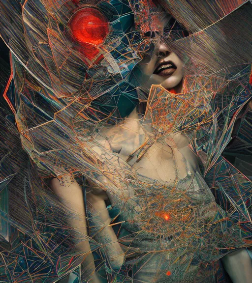 Image similar to continually torn apart by dariusz zawadzki, kenneth blom, james jean, pablo amaringo, naudline pierre, intricate, contemporary art, glitch, hyper detailed, rendered in octane