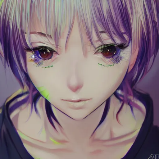 Prompt: anime punk girl, night, emerald, 4 k, ultra realistic, beautiful eyes, epic lighting, machines, high detail, masterpiece, trending on artstation by art germ and akihito tsukushi