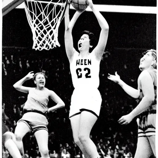 Image similar to photo of queen elizabeth ii dunking a basketball