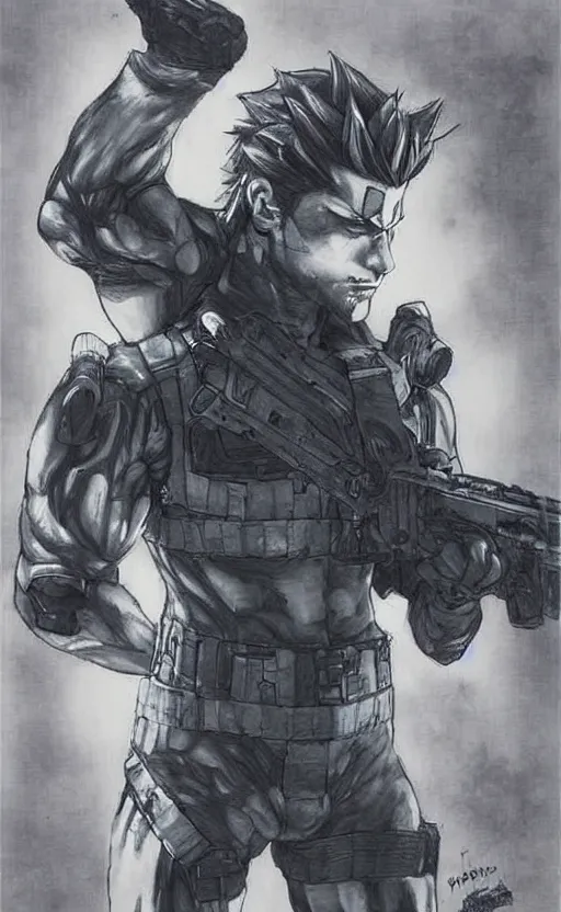 Prompt: solid snake by yoshitaka amano