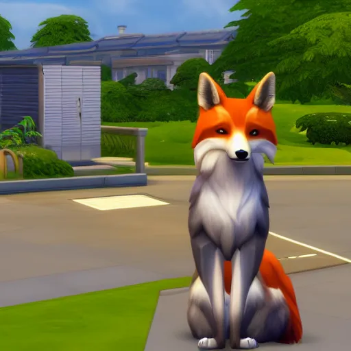 Prompt: anthropomorphic fox as a playable character in The Sims 4, in game screenshot