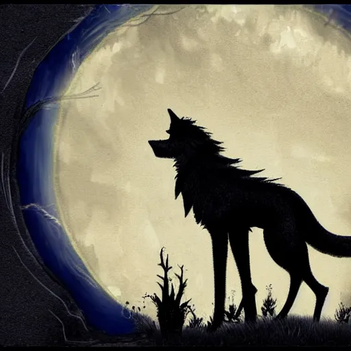 Image similar to ghoul wolf, creature, cryptid, Fantasy Art