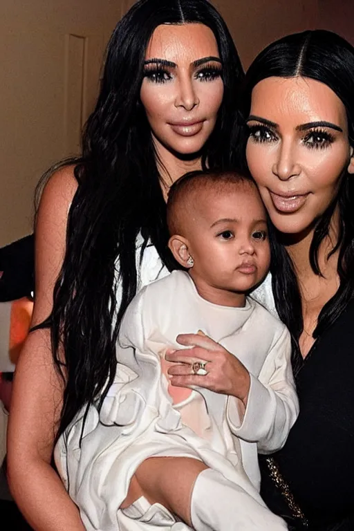 Image similar to kim kardashian as the madonna with child, trending on instagram