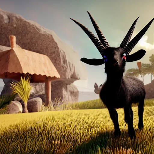 Image similar to a black goat in viva pinata, screenshot, xbox 3 6 0, 3 d art, cgstation