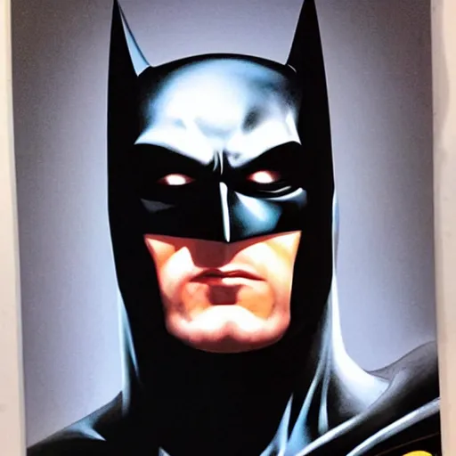 Prompt: An ultra-realistic portrait painting of Batman in the style of Alex Ross. 4K. Ultra-realistic. Extremely detailed. Epic lighting. Award-winning