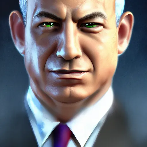 Prompt: An epic fantasy anime style portrait painting of Benjamin Netanyahu, unreal 5, DAZ, hyperrealistic, octane render, cosplay, RPG portrait, dynamic lighting