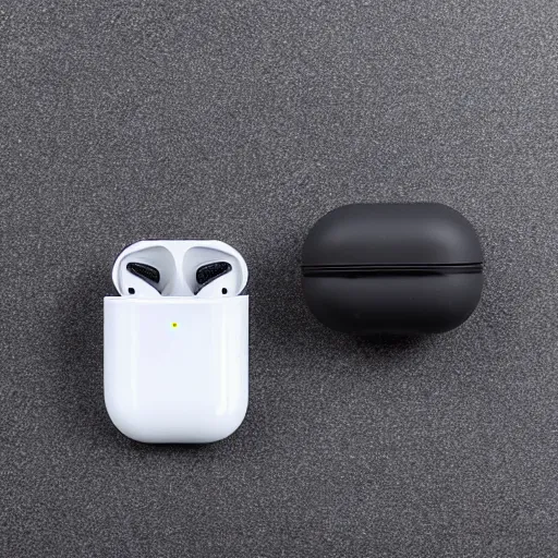 Image similar to black airpods pro case with marshmallow design on the case, studio, product photo