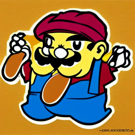 Image similar to wario eating a hot dog stencil art