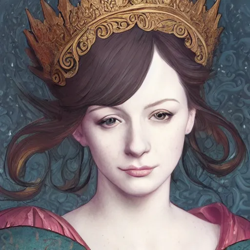 Image similar to a beautiful portrait of teenage christina hendricks as a medieval noblewoman, fantasy, intricate, elegant, highly detailed, digital painting, artstation, concept art, matte, sharp focus, illustration, by hokusai and jeong seon