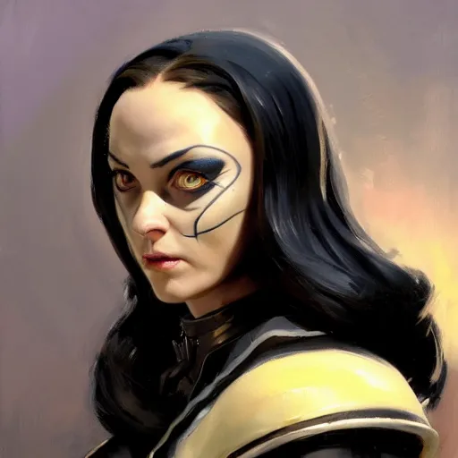 Prompt: greg manchess portrait painting of partially armored wednesday from addams family as overwatch character, medium shot, asymmetrical, profile picture, organic painting, sunny day, matte painting, bold shapes, hard edges, street art, trending on artstation, by huang guangjian and gil elvgren and greg rutkowski