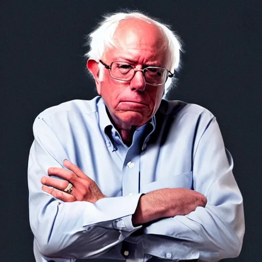 Image similar to bernie sanders arms crossed on chair, under electron microscope