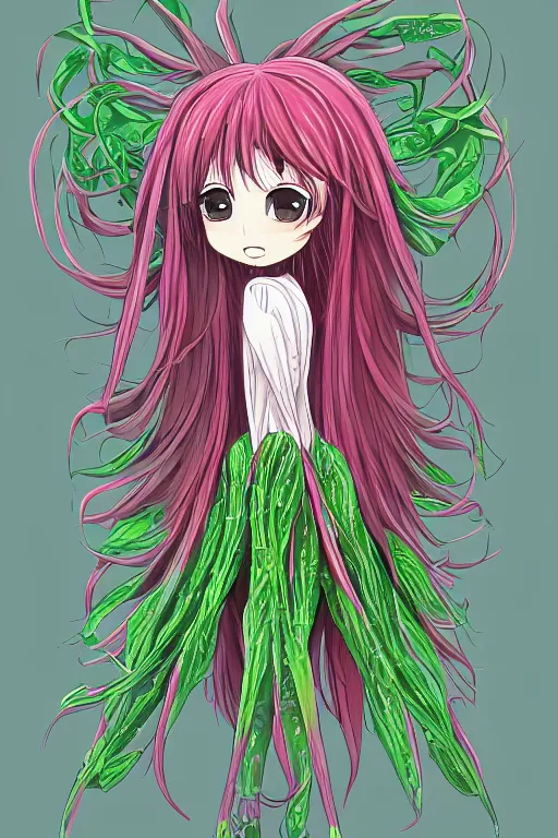 Prompt: radish humanoid, symmetrical, highly detailed, digital art, sharp focus, trending on art station, anime art style