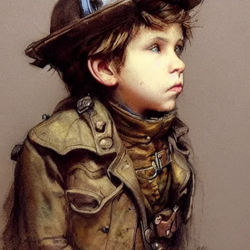 Image similar to (((((portrait of boy dressed as steampunk explorer . muted colors.))))) by Jean-Baptiste Monge !!!!!!!!!!!!!!!!!!!!!!!!!!!