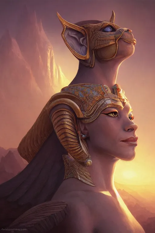 Image similar to legendary sphinx, highly detailed, d & d, fantasy, highly detailed, digital painting, trending on artstation, concept art, sharp focus, illustration, global illumination, ray tracing, realistic shaded, art by artgerm and greg rutkowski and fuji choko and viktoria gavrilenko and hoang lap