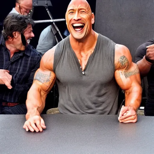 Image similar to Dwayne the rock Johnson laughing