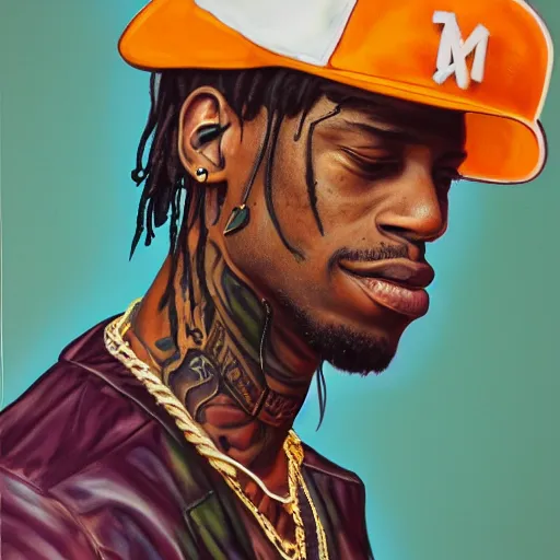 Image similar to Travis Scott by Brittany Myers, trending on ArtStation, detalied, 8K