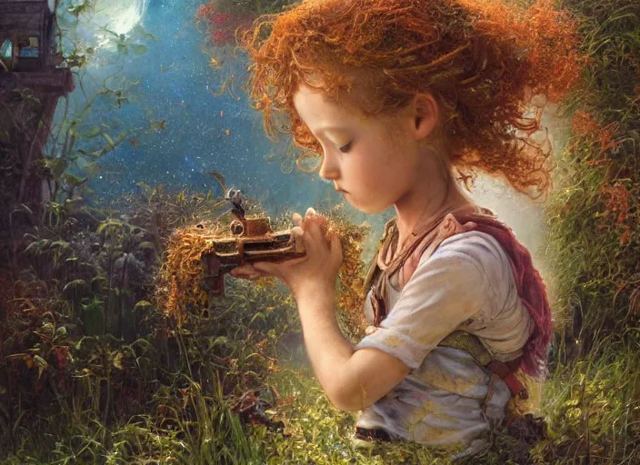 Image similar to a rusty broken down little robot, Lilia Alvarado, Sophie Anderson, Mark Arian, Bob Byerley, Charlie Bowater, Mark Brooks, Steve Henderson, Justin Gerard, Arthur Hughes, Edward Robert Hughes, Mark Keathley, Victor Nizovtsev, Carlos Shwabe, Ross Tran, WLOP