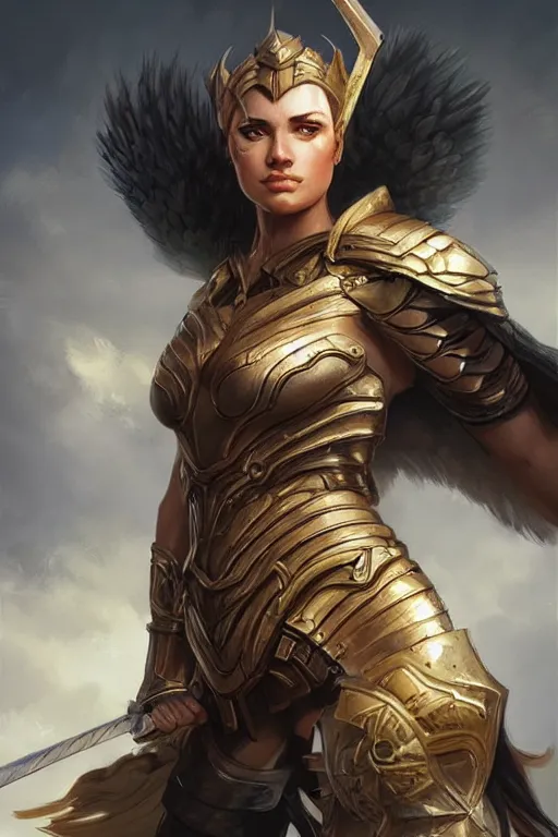 Image similar to amazon valkyrie athena, d & d, fantasy, portrait, highly detailed, headshot, digital painting, trending on artstation, concept art, sharp focus, illustration, art by artgerm and greg rutkowski and magali villeneuve