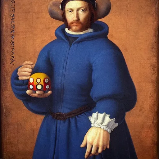 Prompt: a beautiful renaissance painted portrait of super mario