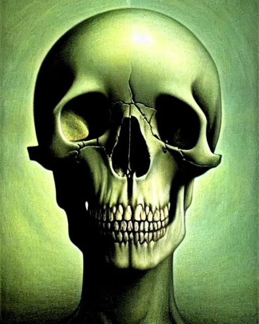 Prompt: portrait of a fleshy veiny skull by zdzislaw beksinski