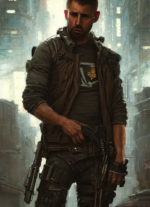 Image similar to 🧘♀. cyberpunk mercenary in a military vest ( blade runner 2 0 4 9, cyberpunk 2 0 7 7 ). orientalist portrait by john william waterhouse and james gurney and theodore ralli and nasreddine dinet, oil on canvas. cinematic, hyper realism, realistic proportions, dramatic lighting, high detail 4 k