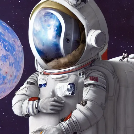 Image similar to a chinchilla in a astronaut suit, 3 d, sci - fi fantasy, intricate, elegant, highly detailed, lifelike, photorealistic, digital painting, artstation, illustration, concept art, sharp focus, art in the style of shigenori soejima