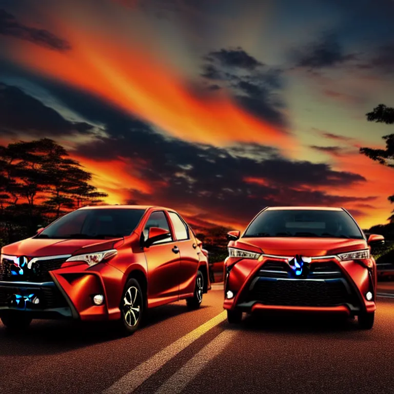 Image similar to close-up-photo TOYOTA XV20 middle of street, sunset kanagawa prefecture, night, cinematic color, photorealistic, highly detailed,