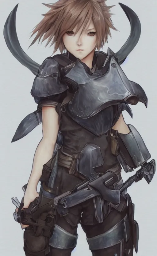 Prompt: final fantasy 1 0 infantry girl, anime style, short hair, hair down, symmetrical facial features, from arknights, hyper realistic, 4 k, rule of thirds, extreme detail, detailed drawing, artstation, paladin armor, by alphonse mucha, greg rutkowski, sharp focus, backlit