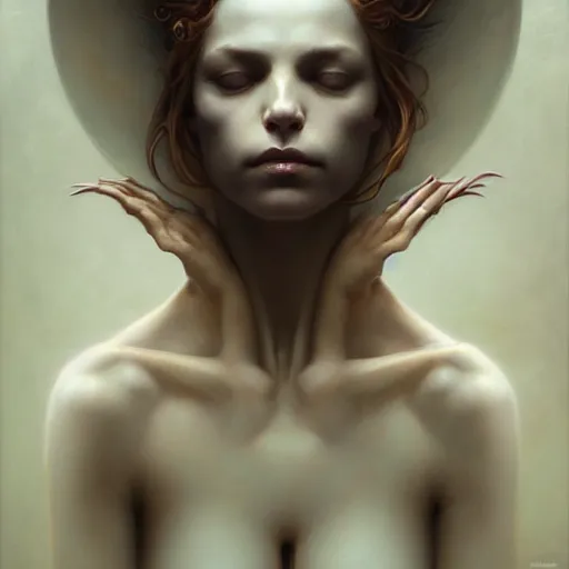 Image similar to woman suffocating by people, in the style of peter mohrbacher by weta digital and beth cavener, high face symmetry, intricate, masterpiece, award winning, high face symmetry, intricate