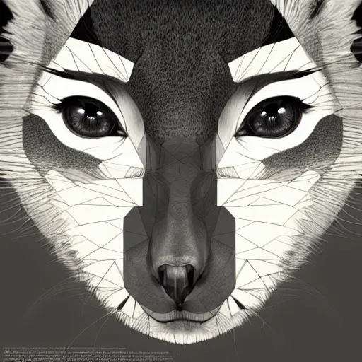 Image similar to Geometric eye of a lemur, sun in the background, intricate, elegant, highly detailed, digital painting, artstation, concept art, smooth, sharp focus, illustration, art by artgerm