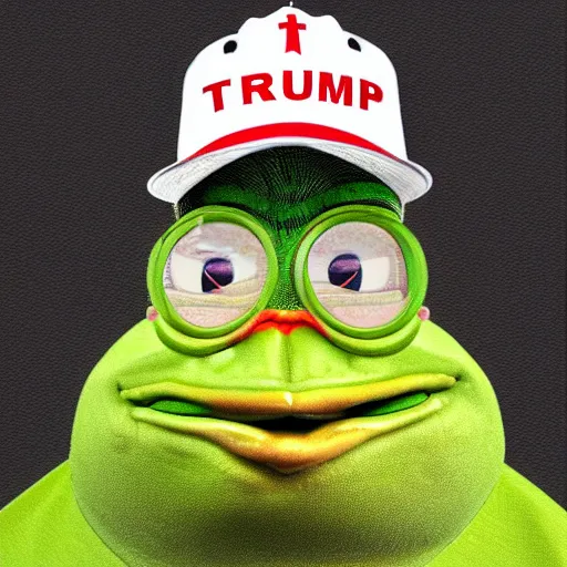 Image similar to Donald Trump as a Pepe Frog, digital art