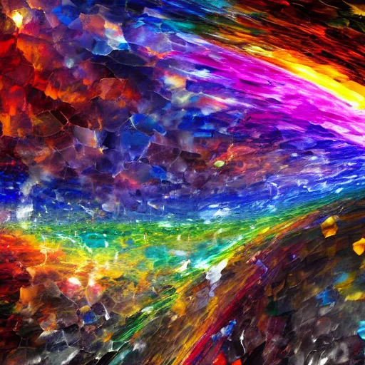 Prompt: long shot of a huge rainbow clear marble, concept art, by leonid afremov, by gerhard richter, jeff koons, volumetric light, smooth, depth perception, high depth of field, 4 k, unreal engine 5, ultradetailed, hyperrealistic, artstation