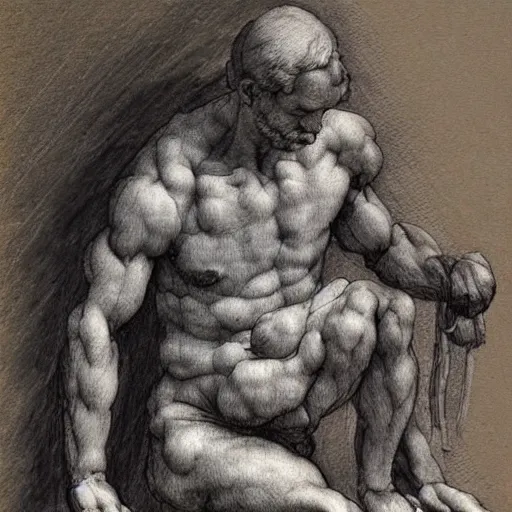 Image similar to sitting dog, artist sketch, michelangelo, beautiful composition, masterpiece