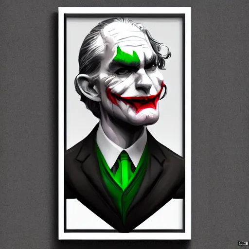 Image similar to Jerome Powell!! as The Joker, digital art, cgsociety, artstation, trending, 4k