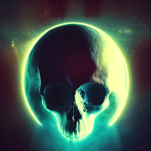 Prompt: earth screaming in the shape of a skull in space in the style of beeple and mike winkelmann, intricate, epic lighting, cinematic composition, hyper realistic, 8 k resolution, unreal engine 5,