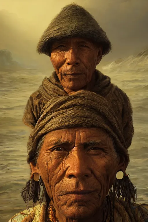 Image similar to aztec fisherman, close - up portrait, poor, intricate, elegant, volumetric lighting, scenery, digital painting, highly detailed, artstation, sharp focus, illustration, concept art, ruan jia, steve mccurry