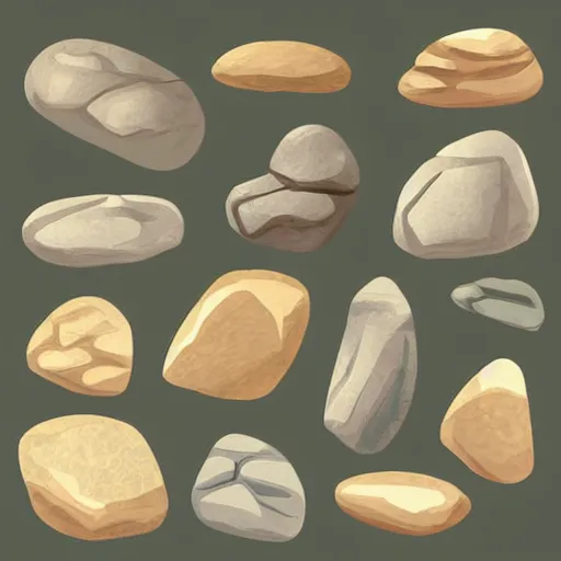 Prompt: boulder stones clipart vector design illustration. stones set. vector clipart print